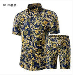 Short Sleeve Polo Shirt 2 Piece Men Set Suit Casual Shorts Camo Golden  Sport Wear Floral Beach Hawaiian Shirt Print Graphic