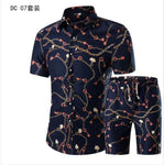 Short Sleeve Polo Shirt 2 Piece Men Set Suit Casual Shorts Camo Golden  Sport Wear Floral Beach Hawaiian Shirt Print Graphic