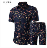 Short Sleeve Polo Shirt 2 Piece Men Set Suit Casual Shorts Camo Golden  Sport Wear Floral Beach Hawaiian Shirt Print Graphic