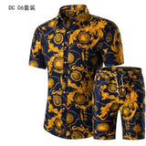 Short Sleeve Polo Shirt 2 Piece Men Set Suit Casual Shorts Camo Golden  Sport Wear Floral Beach Hawaiian Shirt Print Graphic