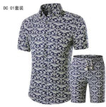 Short Sleeve Polo Shirt 2 Piece Men Set Suit Casual Shorts Camo Golden  Sport Wear Floral Beach Hawaiian Shirt Print Graphic