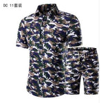 Short Sleeve Polo Shirt 2 Piece Men Set Suit Casual Shorts Camo Golden  Sport Wear Floral Beach Hawaiian Shirt Print Graphic