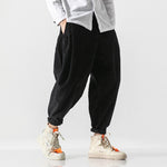 Sinicism Store Men Corduroy Harem Pants 2019 Autumn Chinese Style Pants Mens Solid Black Sweatpants Male Loose Trousers Oversize