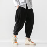 Sinicism Store Men Corduroy Harem Pants 2019 Autumn Chinese Style Pants Mens Solid Black Sweatpants Male Loose Trousers Oversize