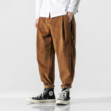 Sinicism Store Men Corduroy Harem Pants 2019 Autumn Chinese Style Pants Mens Solid Black Sweatpants Male Loose Trousers Oversize