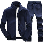 2019 Spring Autumn Men Casual Tracksuit 2 Piece Set Men's Sportswear Zipper Sports Coat + Long Pants Joggers Fitness Cloth Slim