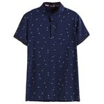 2019 Summer Guitar Printed Stand Collar Polo Shirt Men Short Sleeve Casual Men Shirts Slim Fit Polo Homme Cotton Mens Polos
