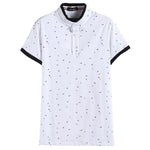 2019 Summer Guitar Printed Stand Collar Polo Shirt Men Short Sleeve Casual Men Shirts Slim Fit Polo Homme Cotton Mens Polos