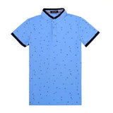 2019 Summer Guitar Printed Stand Collar Polo Shirt Men Short Sleeve Casual Men Shirts Slim Fit Polo Homme Cotton Mens Polos