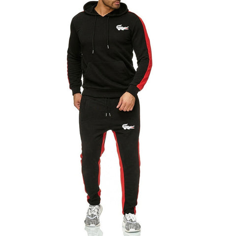 2019 New Brand men crocodile Tracksuit hoodie+sweatpants chandal hombre men thermal jogging homme Sportswear Fleece Thick Suit