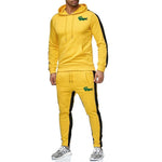 2019 New Brand men crocodile Tracksuit hoodie+sweatpants chandal hombre men thermal jogging homme Sportswear Fleece Thick Suit